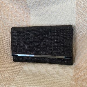 La Regale Metallic Black Clutch Crossbody Purse